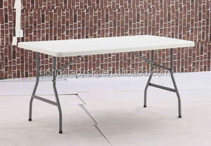 Mesa regular plegable de 152cm y 5 pies, mesa de material politeno sólido con patas de acero, para eventos de boda, mesa de transporte fácil - Product Image 3