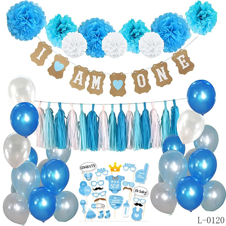 Blauw 1st Verjaardag Jongen Decoraties Set Voor Baby's Eerste Verjaardag Decoraties