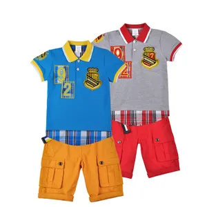 Conjunto de uniforme escolar infantil, conjunto de vestuário de algodão personalizado de alta qualidade