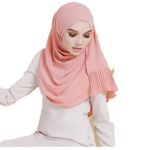 China Supplier Abaya Hijab Kaftan Chiffon Pink Yashmak in Stock