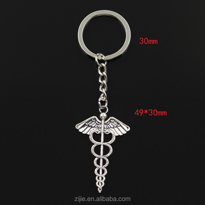 Nuovo moda moda moda <span class=keywords><strong>uomo</strong></span> portachiavi 49*30mm caduceo simbolo ciondoli portachiavi per <span class=keywords><strong>auto</strong></span> 30mm portachiavi per regalo - Product Image 2