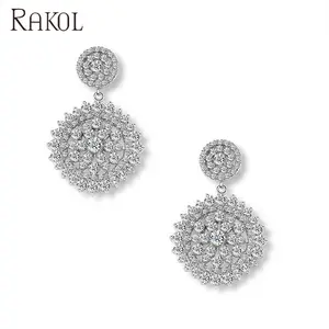 Rakol EP298 Vintage Ontwerp Bruiloft Vrouwen Stijl Volledige Kristal Steen Decoratie Disc Bloem Drop Oorbellen Dangle Oorbellen