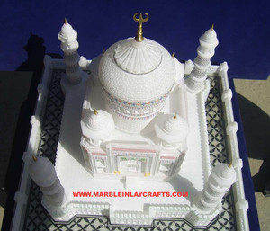 Mármol blanco hecho a mano de alta calidad más hermoso y exclusivo Taj Mahal tallado para decoración y propósito de regalo de boda - Product Image 1