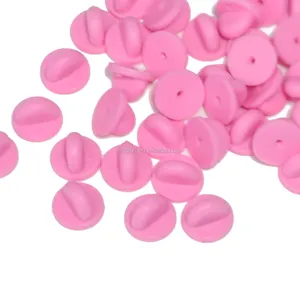 Supply Pink PVC Rubber Pin Backs - Butterfly Clutch