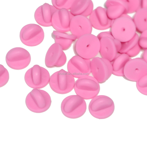 Supply Pink PVC Rubber <strong>Pin</strong> <strong>Backs</strong> - Butterfly Clutch - Product Image 1