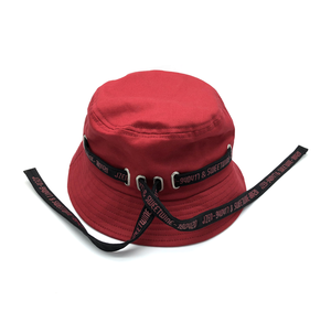 Personalized <strong>Red</strong> Korean Stylish Adjustable Custom <strong>Bucket</strong> <strong>Hat</strong> With String - Product Image 2