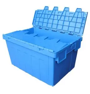 Big plastic nested and stacked storage boxes and bins