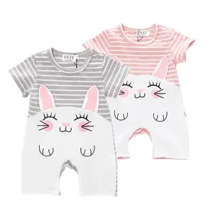 Petelulu Summer Babies Cartoon pagliaccetto Clothes Baby Boy Girl Stripes Cotton tuta Outfit Clothes con stampa Animal Design