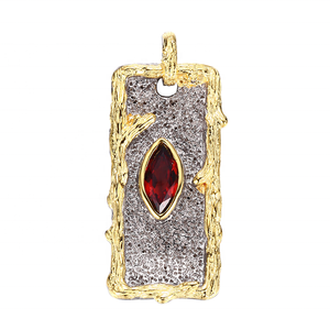 Ensemble de <span class=keywords><strong>bijoux</strong></span> en argent plaqué or vintage avec agate rouge carrée au design original et mignon, vente en gros - Product Image 3