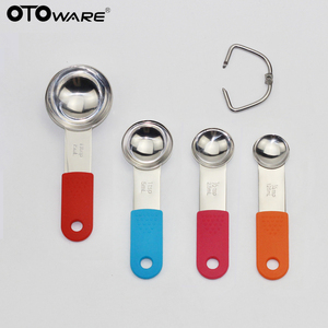 Juego de tazas medidoras magnéticas de acero inoxidable 304 de nuevo diseño, cucharas medidoras con mango de silicona de 9 piezas, tabla magnética de alimentos extra - Product Image 5