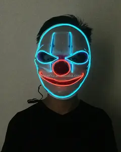 Yüksek Dereceli Palyaço Yüz EL Tel Işıltılı Karikatür Müzik Hassas Maske Neon Led Şerit Işık Kamuflaj Maskesi Pil Powered by