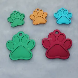 Personalizado de aluminio anodizado pata gato perro ID etiquetas para mascotas rojo azul amarillo verde etiquetas para perros de fábrica