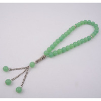 Bracelet rond en jade de Dubaï avec accessoires en alliage, perles de prière musulmanes personnalisées, tasbih