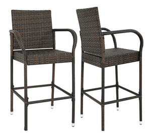 Meubles d'extérieur <span class=keywords><strong>en</strong></span> rotin, lot de 2 tabourets hauts, <span class=keywords><strong>en</strong></span> <span class=keywords><strong>osier</strong></span>, idéal pour <span class=keywords><strong>Bar</strong></span>, Patio - Product Image 1