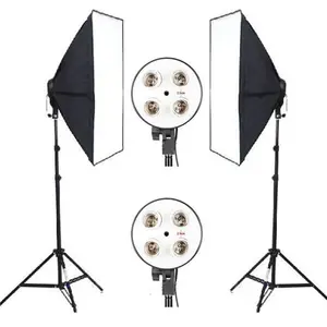 Kit de boîte à lumière 50x70cm, équipement de Studio Photo, Kit de boîte à lumière pour Studio Photo, support de lampe à quatre captes