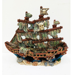 Resina Barca Naufragi Su Acquario Decorazione - Product Image 3