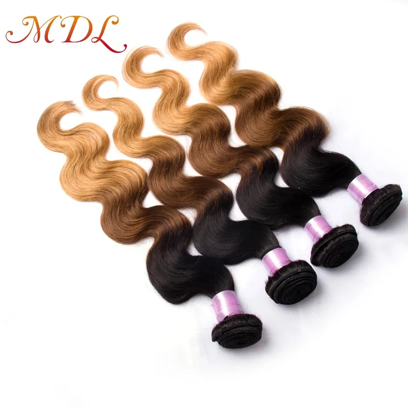 Hot Sale 1b 4 30 ombre color body wave hair bundles 3 tone human hair 1b 4 30 body wave hair
