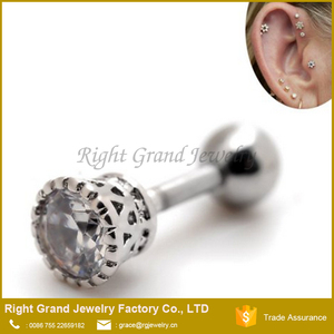 16g Acero Quirúrgico Clear Cubic Zircon Pendiente Del Perno Prisionero Piercing Cartílago Tragus Helix Hacia Adelante - Product Image 1