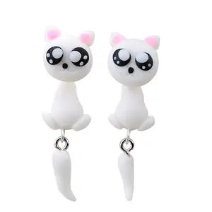 Fashion Animal polymer clay Earrings Cartoon Cannibal Flower Panda Pig Fox Cat Raccoon polymer clay Earrings