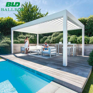 Cuchillas dobles spa piscina gazebo motorizado de techo de rejilla de aluminio pérgola para jardín - Product Image 5