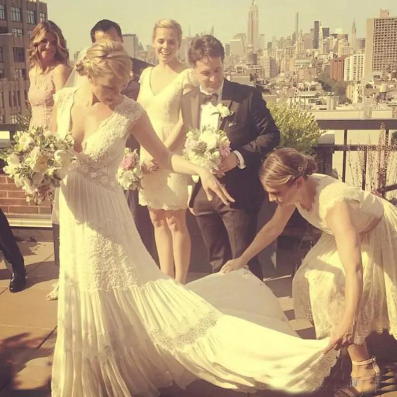 2014 beach wedding dresses Sky Blue Rustic Thigh Split Beach Wedding Gown with Court Train,MW281 main image 1