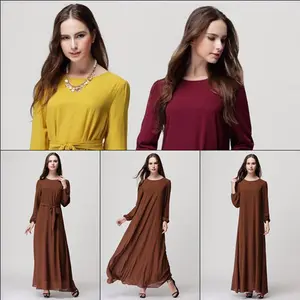 Latest Designs Elegant Hijab Dresses Belt With Bow <strong>Chiffon</strong> Plain New Model <strong>Abaya</strong> in Dubai - Product Image 4