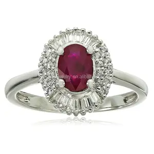 Sterling Silver Genuine Ruby and Created White Sapphire Ring