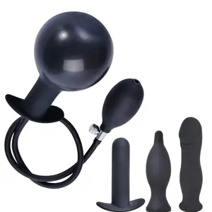Silikon groß schwarz Pumps-Up luftgefüllt aufblasbarer Anal Plug Bulk-Dildo Po-Plug Penis Dilator Sexspielzeug für Männer Frau Gay