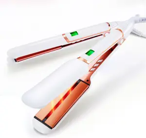 Pro 70W Titanium Coating Wide Plate Infrared Flat Iron Hair Straightener MCH Heater Plate With LCD Display