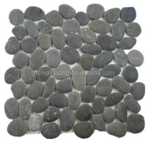 Wholesale Grey <strong>Pebble</strong> Mosaic Natural Decorative Flat Gravel <strong>Pebble</strong> River <strong>Stone</strong> <strong>with</strong> <strong>Net</strong> - Product Image 1