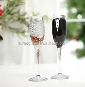 2 pçs/set conjunto taça de champanhe do casamento decoração hanap xícara de vinho tinto copo copos de óculos de casamento Do Noivo Da Noiva se casar Acessório de Alimentação