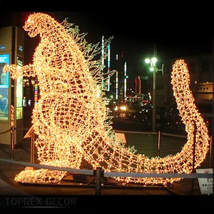 Custom Made Giant 3D Monster Animal Christmas Light Decoration IP65 LED Light Source Outdoor Usa AC Power Playground Theme Park
