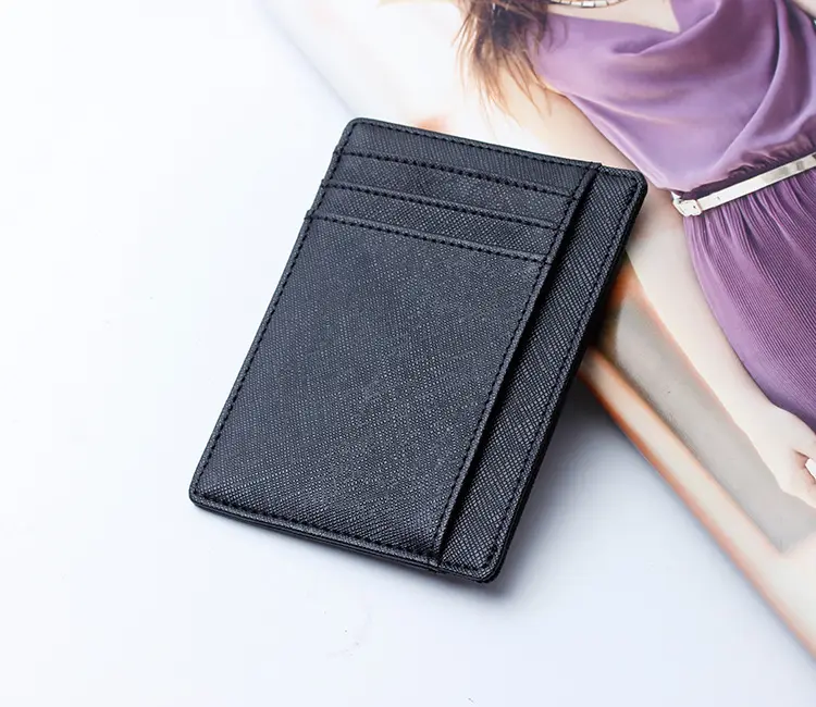 Slim Thin Genuine Leather RFID Blocking Credit Card Holder For Men Women Front Pocket Wallet Protect All Credit Cards ID Card