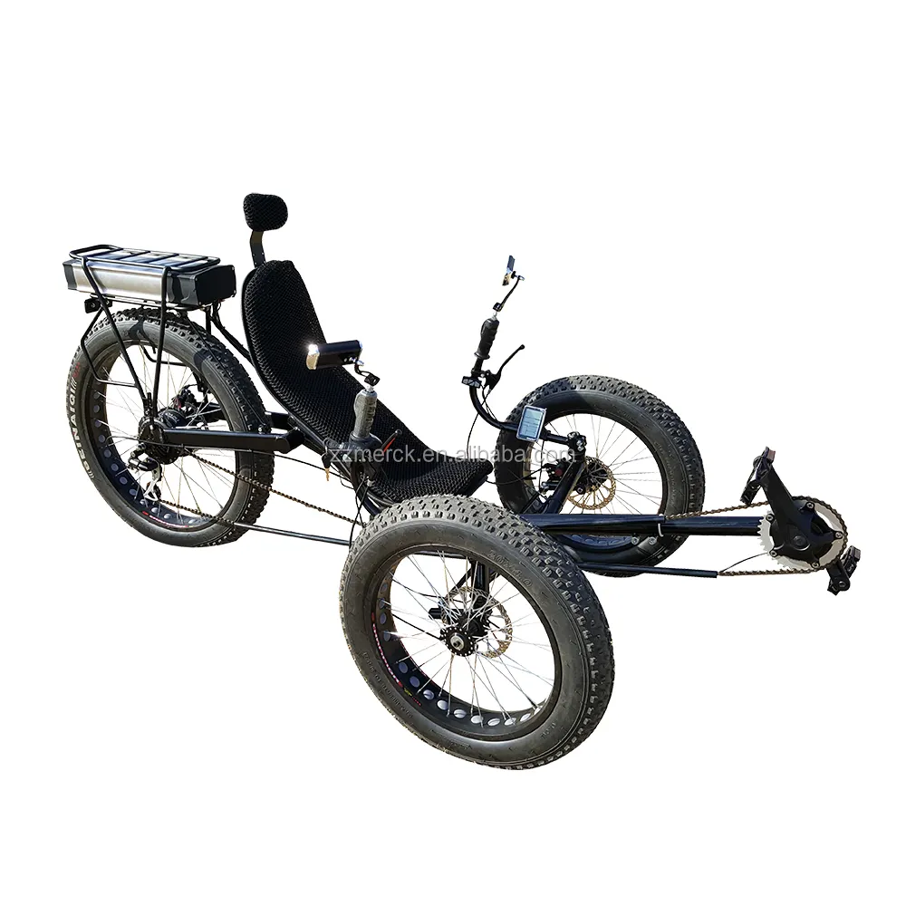 Free Shipping 500W Electric Motorized Recumbent Fat Tire Bicycle Recumbent Trike Lithium Battery