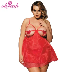 Wholesale Plump Women Short Sexy Transparent Nighty Dress Hot Sexy Lingerie For Fat Woman