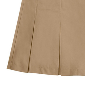 Jupe d'uniforme scolaire plissée en sergé de coton kaki avec poche à nœud pour filles, qualité fantastique - Product Image 2