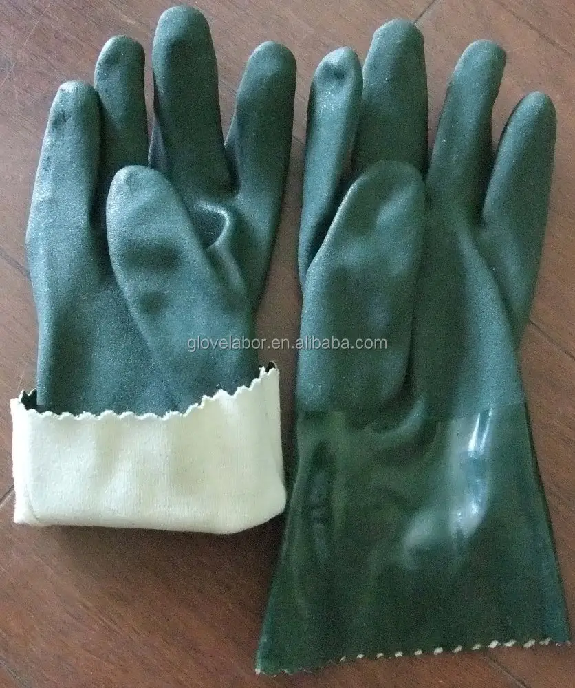 Sarung tangan pelindung tugas berat pvc sarung tangan PVC sarung tangan hijau panjang
