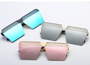 Jaspeer grande sunglass cuadrados malla hueco gafas de sol baratas Unisex espejo plano colorido gafas de sol polarizadas - Product Image 3