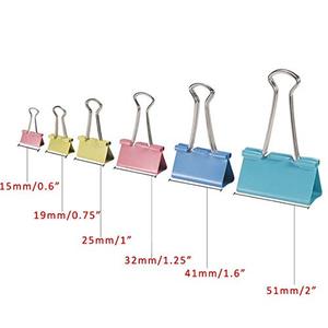 バインダークリップペーパークリップロングテールクリップ、90個のミックスカラー金属学生教師用品 - Product Image 2