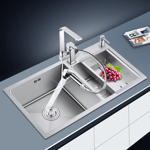 Sanitaires lavabo double bol en acier inoxydable à la main cuisine évier encastré - Product Image 2