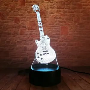 חדש Lampada 3D בס מוסיקה גיטרה מנורה 7 צבע שינוי לילה אור LED לילל דקור מוסיקה חובב ילד חג המולד יום הולדת צעצועי מתנות