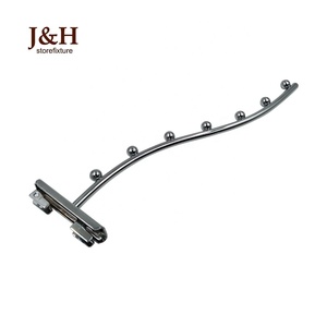 J & H Storefixture Logam Krom Air Terjun 7-Bead Ditekuk Gantung Display Hook untuk Tiang Tegak - Product Image 1