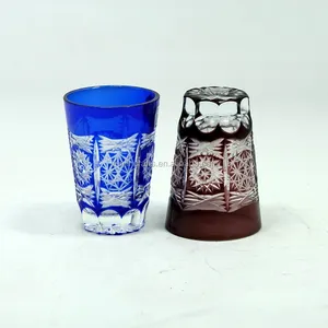 Japanese edo kriko small hand cut shot glass drinking sake cup