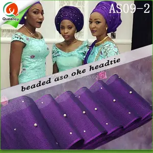 Viola africano aso oke headtie con perle