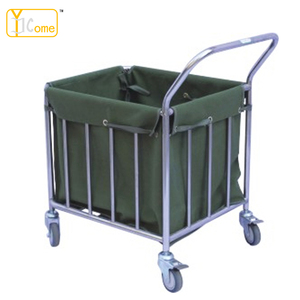 YK-K029 Troli Rias Besi Tahan Karat, Keranjang Troli Linen Rumah Sakit Hotel Bentuk Persegi Bingkai X Pembersih Lipat - Product Image 2