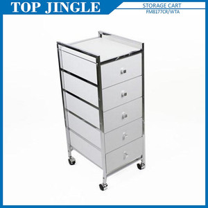 Chariot à 4 niveaux gris en plastique et métal avec tiroirs - Product Image 6