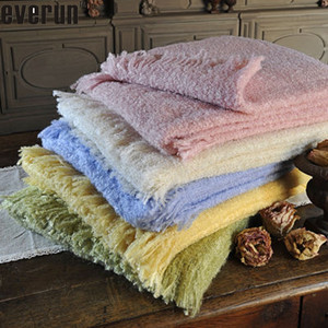 Plaid de canapé en fausse fourrure de mohair à carreaux 100% acrylique - Product Image 3