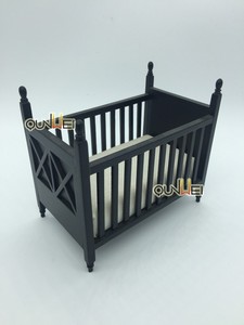 Mebel Miniatur Rumah Boneka 1/12 Tempat Tidur Bayi dengan Kasur Rumah Boneka Tempat Tidur Furnitur Mainan OB11 - Product Image 5