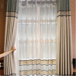 <span class=keywords><strong>Rideaux</strong></span> de fenêtre brodés Guangzhou, 2 couleurs, <span class=keywords><strong>tissu</strong></span> combiné - Product Image 1