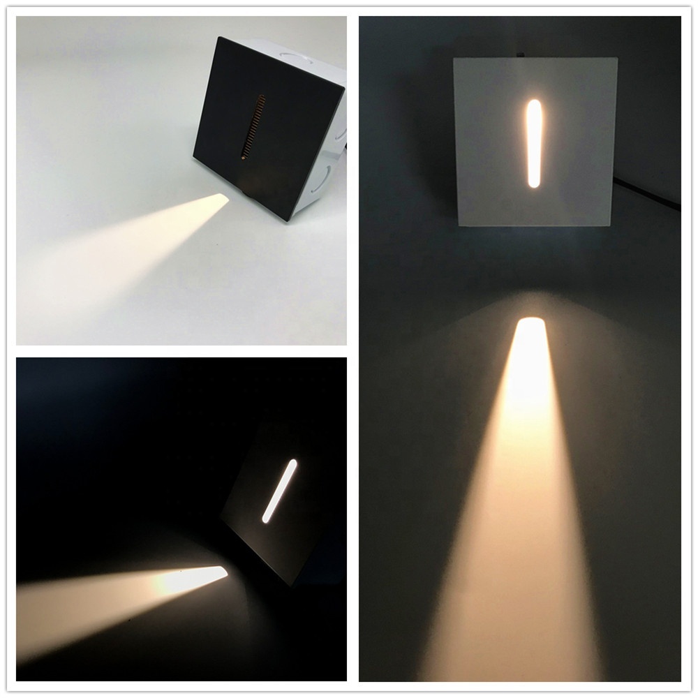 1 W 3 W Led la luz de paso de aluminio integrado escalera esquina lámpara empotrada en la pared escalera lámpara de pie luminoso